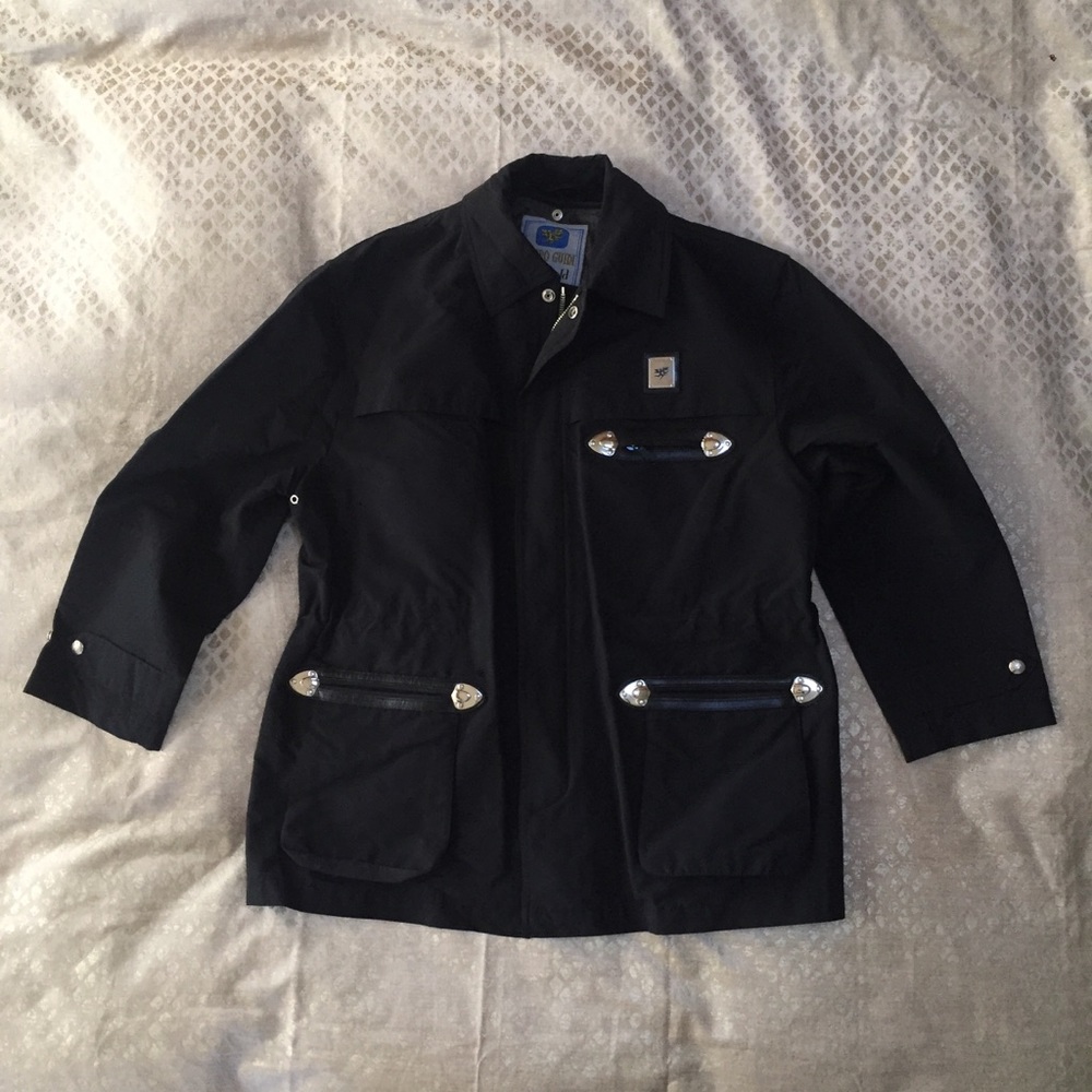 Mens Small PIERO GUIDI Black Rain Jacket with Vest